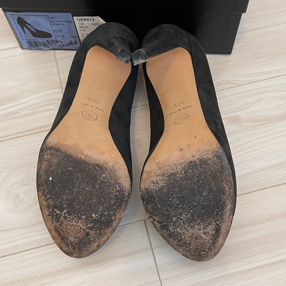 Chanel black heels 37.5 cc logo - Picture 6 of 9
